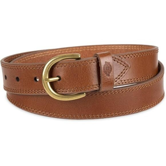 Womens leather belt casual jean workwear belt with round harness buckle for pant - Picture 1 of 6